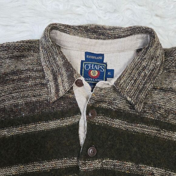 RALPH LAUREN CHAPS Vintage 90s Henley Lambswool | Wool Knit Sweater XL - Picture 5 of 14